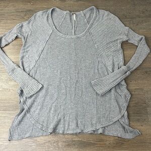 Free People Women’s Grey Ventura Thermal Waffle Knit Long Sleeve Tee, size XS